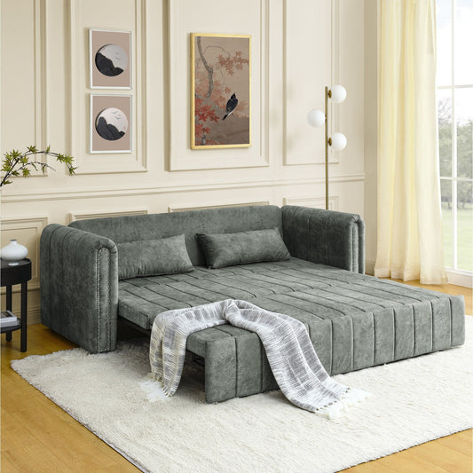 Grey Foam Pull-Out 3-seater Sleeper Sofa Bed with Drawers