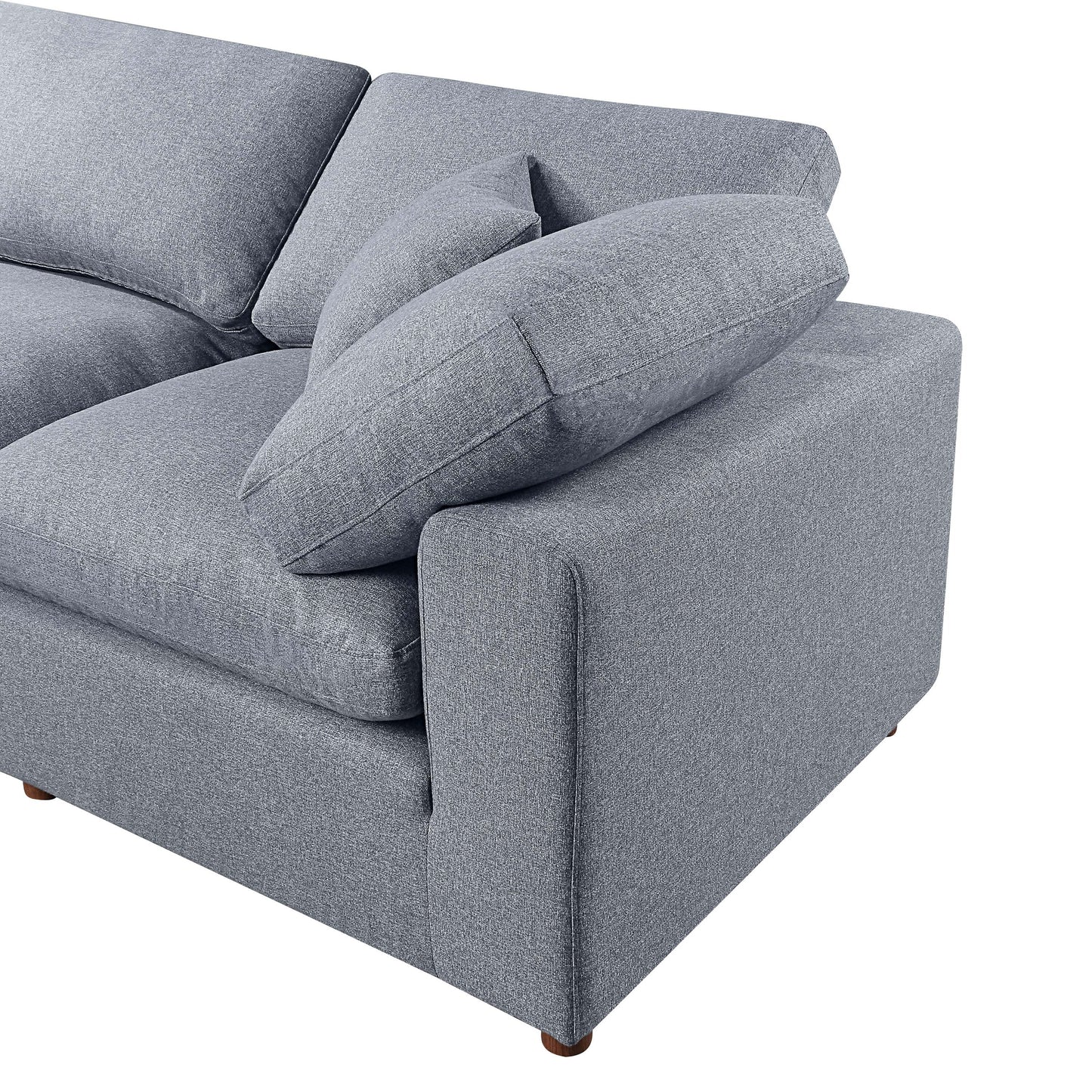 Grey Linen 3-seater Modular Sectional Sofa with Pillows