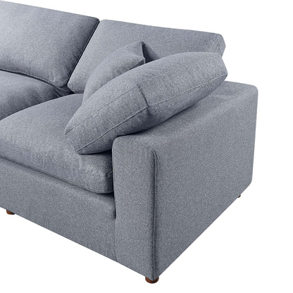 Grey Linen 3-seater Modular Sectional Sofa with Pillows