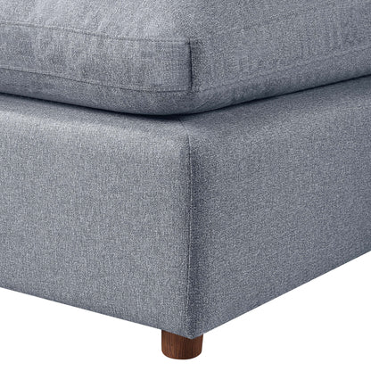 Grey Linen 3-seater Modular Sectional Sofa with Pillows
