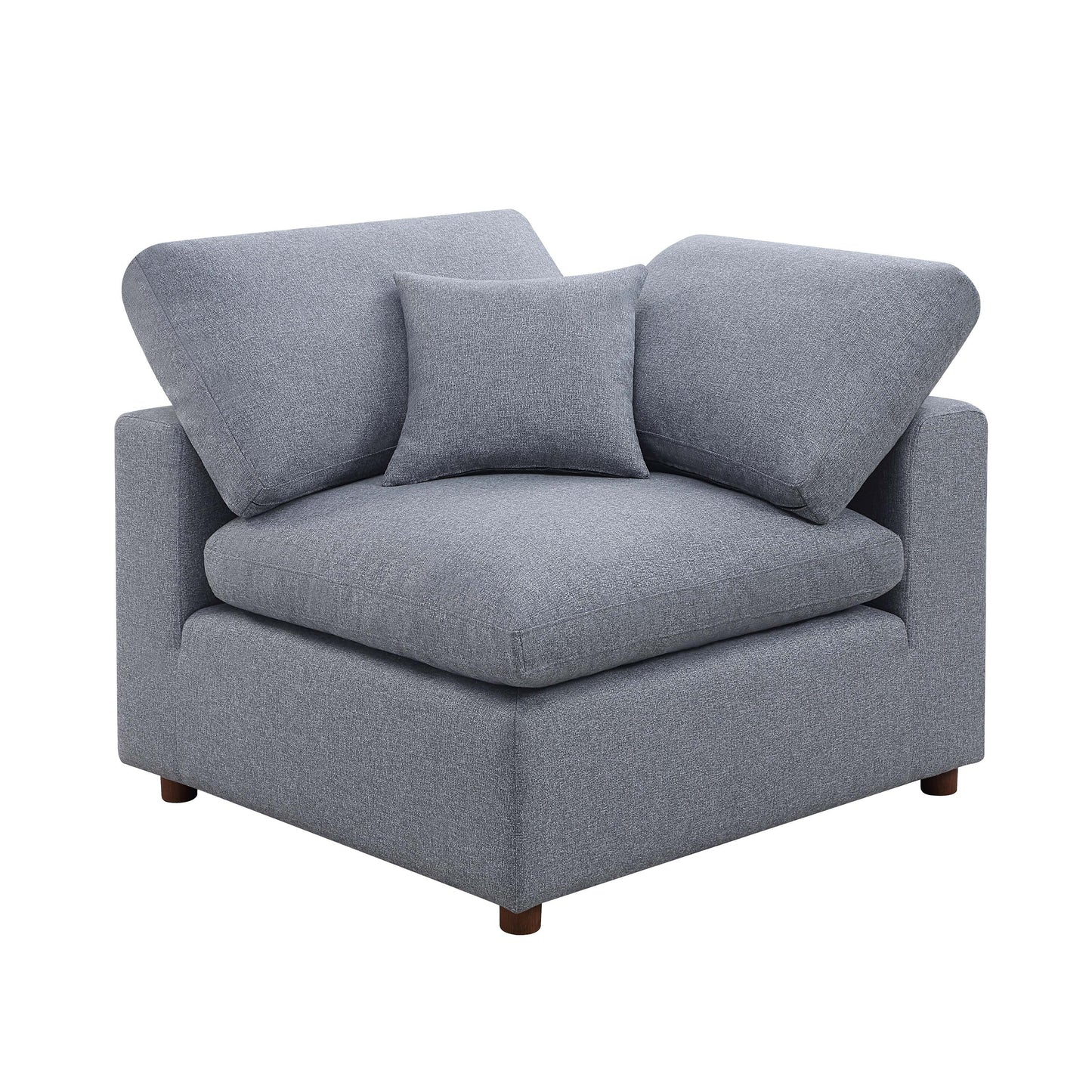 Grey Linen 3-seater Modular Sectional Sofa with Pillows