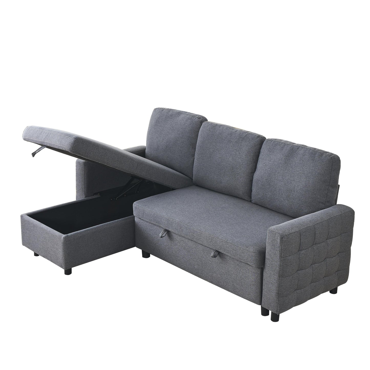 Grey Linen 78.8'' L-Shaped Sectional Sofa with Reversible Chaise