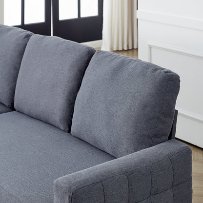 Grey Linen 78.8'' Sectional Sofa with Reversible Chaise, Storage Compartment, and High-Density Foam Seating