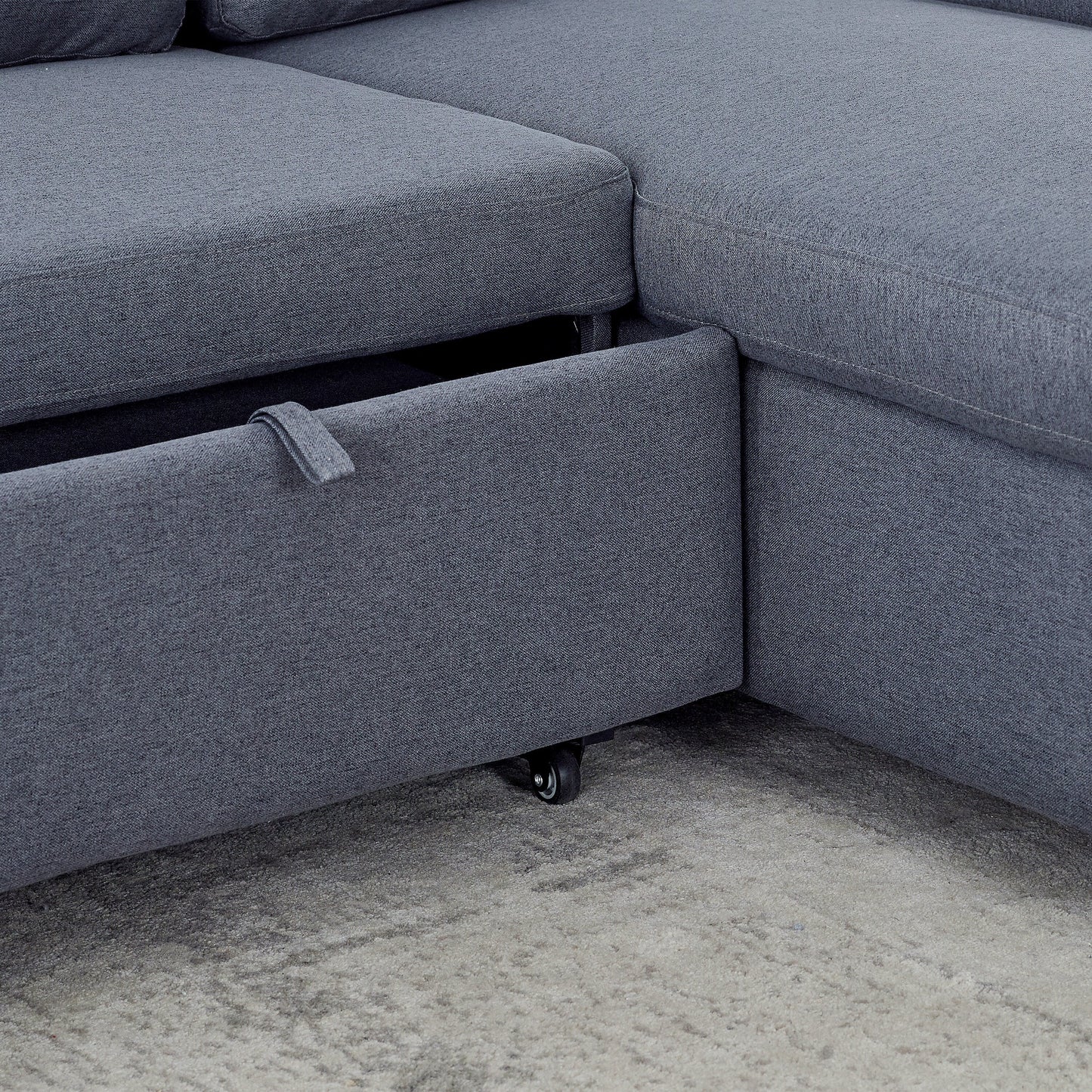 Grey Linen 78.8'' Sectional Sofa with Reversible Chaise, Storage Compartment, and High-Density Foam Seating