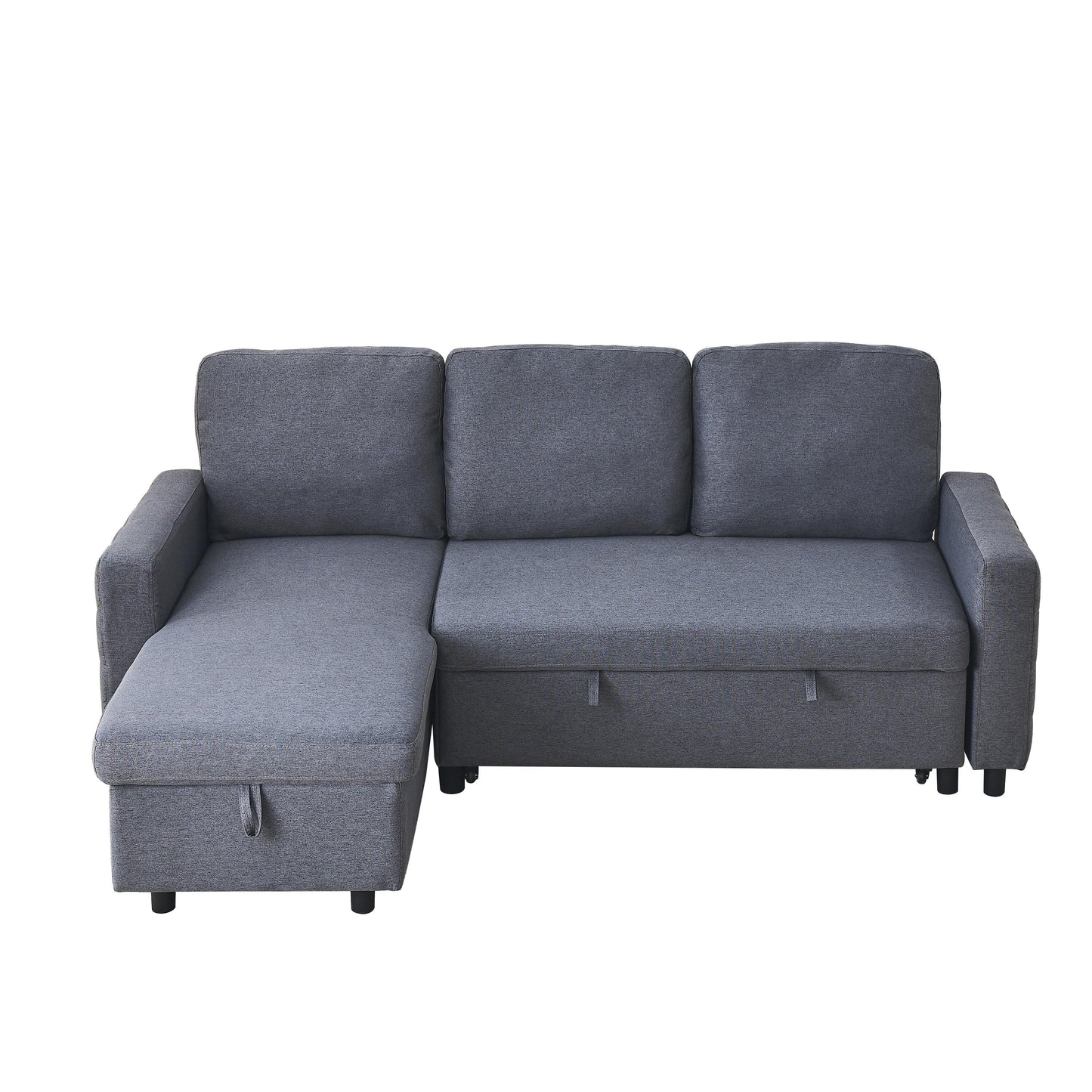 Grey Linen 78.8'' Sectional Sofa with Reversible Chaise, Storage Compartment, and High-Density Foam Seating