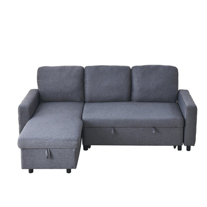 Grey Linen 78.8'' Sectional Sofa with Reversible Chaise, Storage Compartment, and High-Density Foam Seating