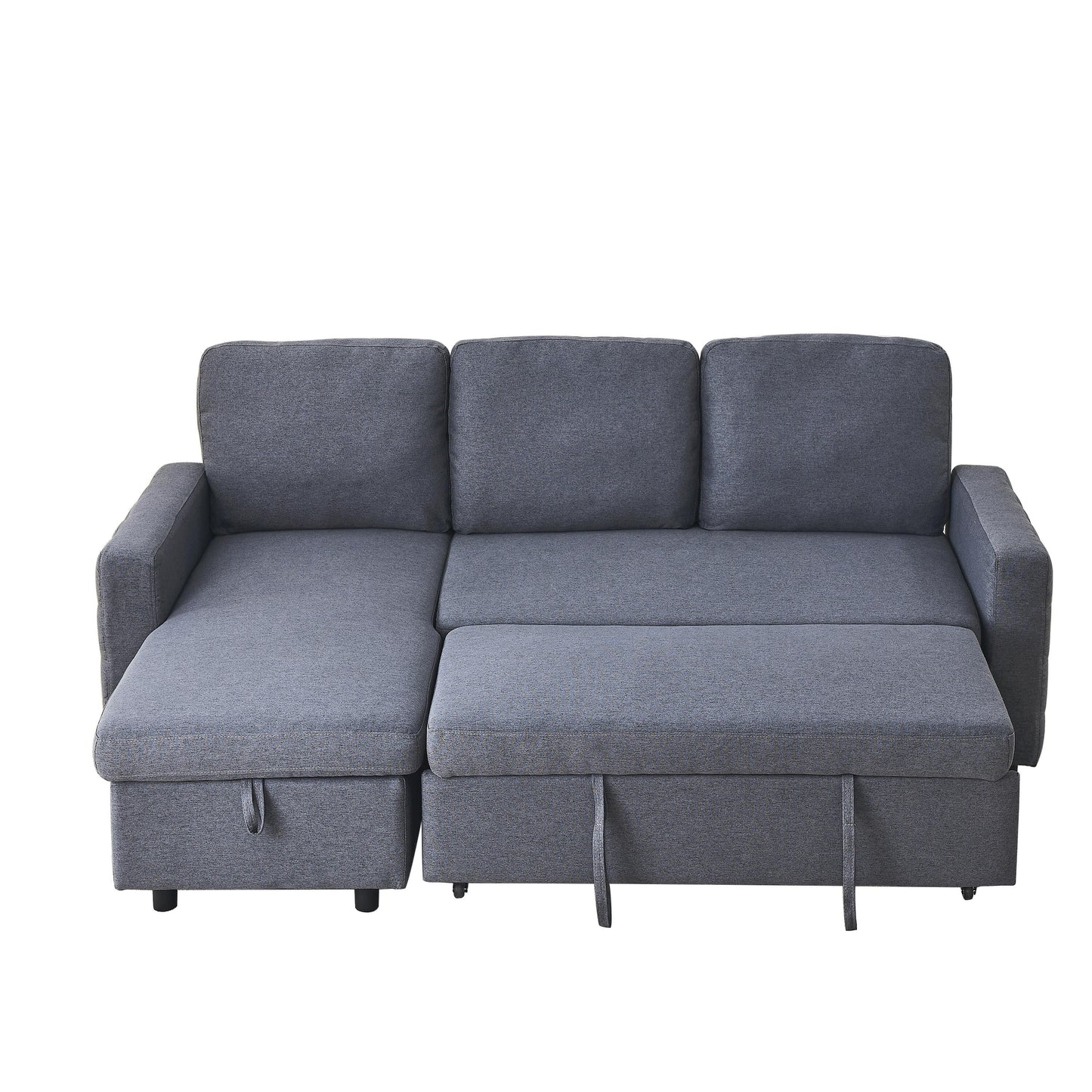 Grey Linen 78.8'' Sectional Sofa with Reversible Chaise, Storage Compartment, and High-Density Foam Seating