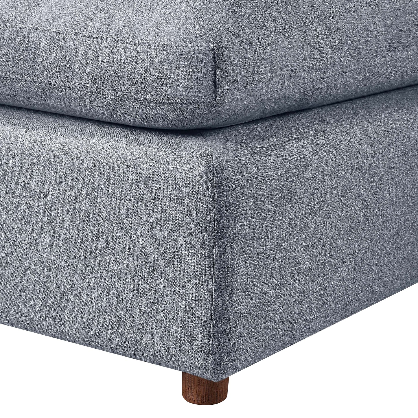 Grey Modern 155.9 Linen 4 Seat Modular Sectional Sofa with Pillows for Living Room