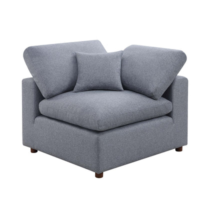 Grey Modern 155.9 Linen 4 Seat Modular Sectional Sofa with Pillows for Living Room
