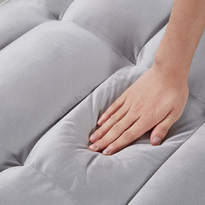 Grey Modern 35.83 3 in 1 Velvet Single Convertible Sofa Bed with Adjustable Back and USB Charging Port for Living Room