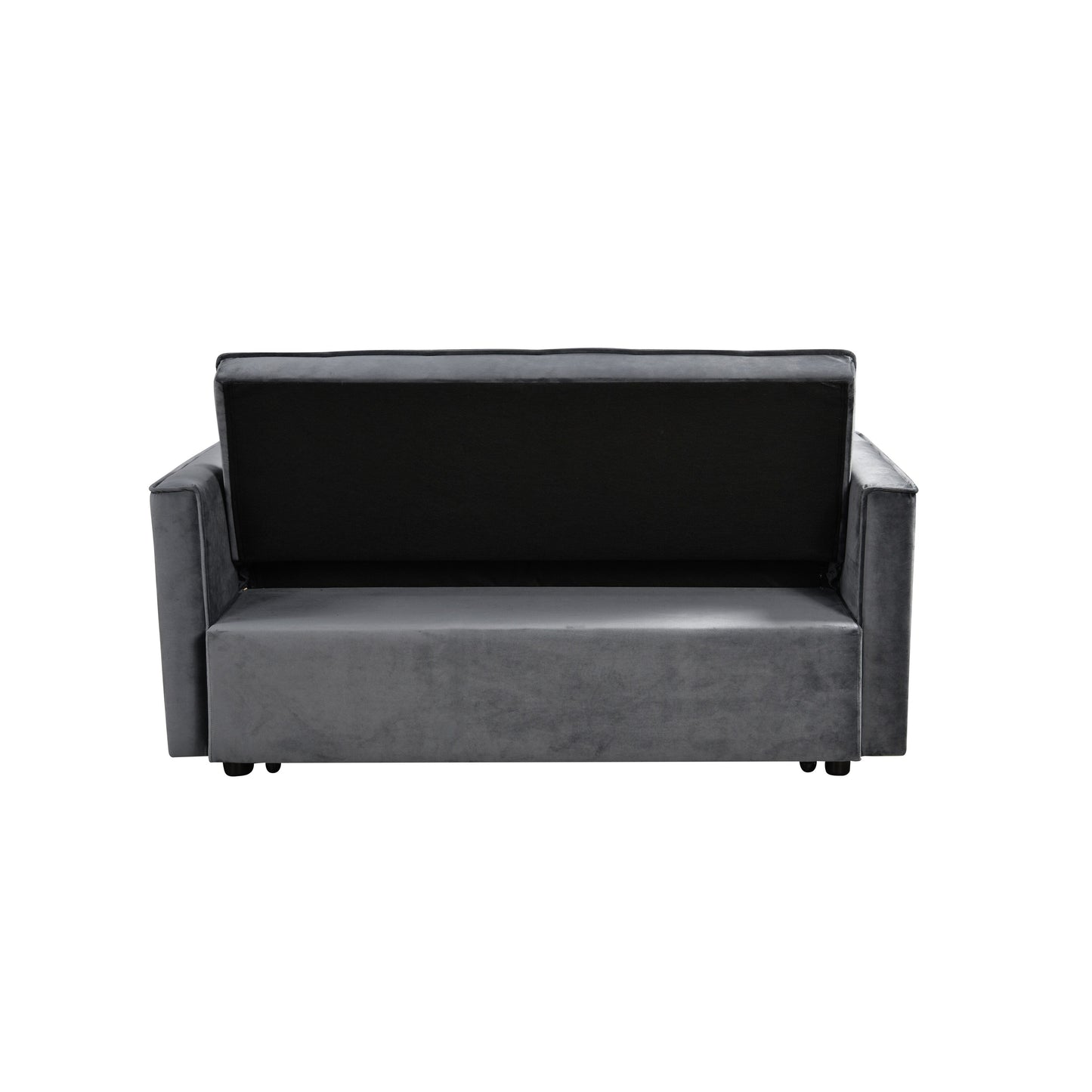 Grey Modern 55.12 3 in 1 Flannel Loveseat Convertible Sofa Bed with Adjustable Backrest and Storage Space for Living Room