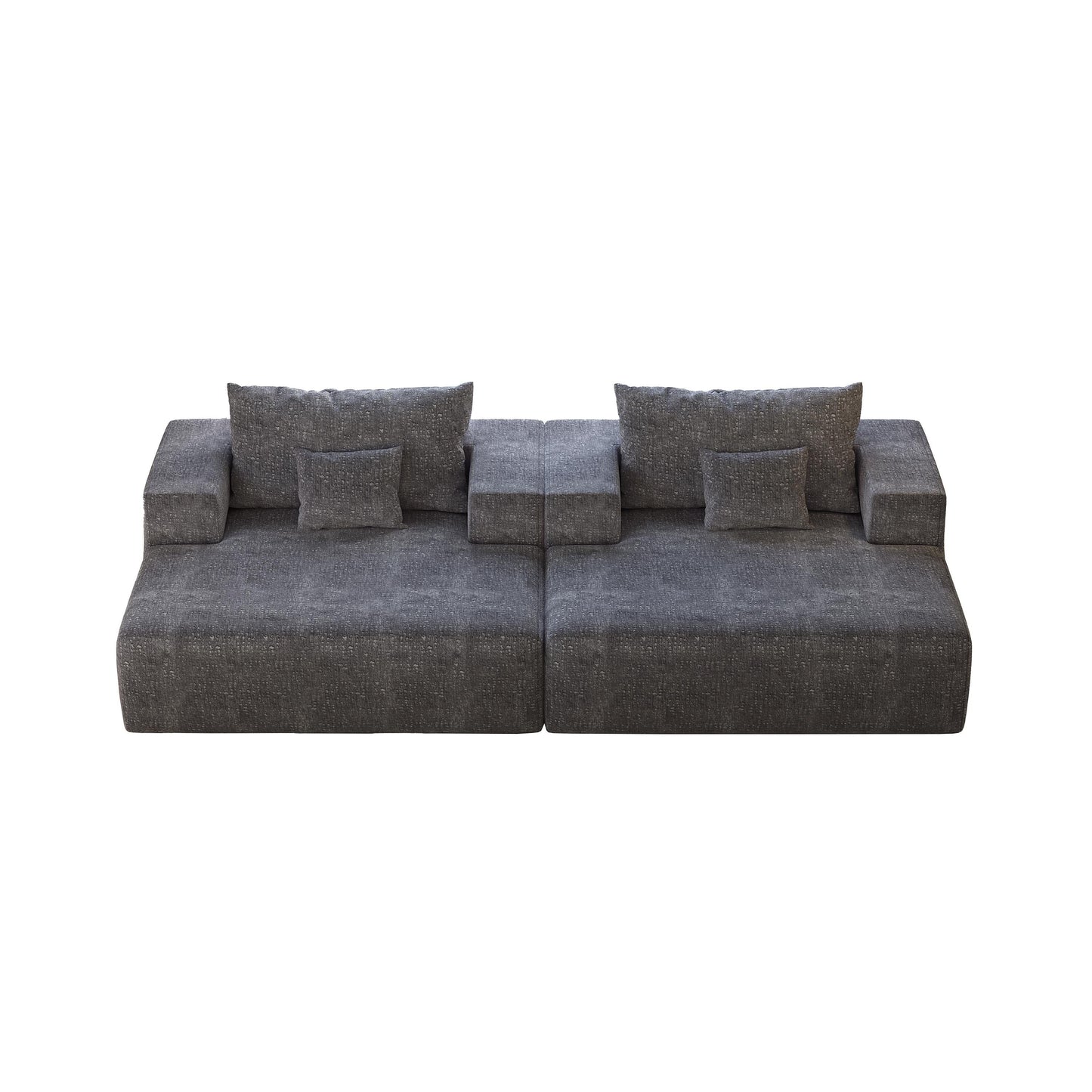 Grey Modern 55 Chenille Sponge Single Sleeper Chair Sofa with Backrest Pillow for Living Room