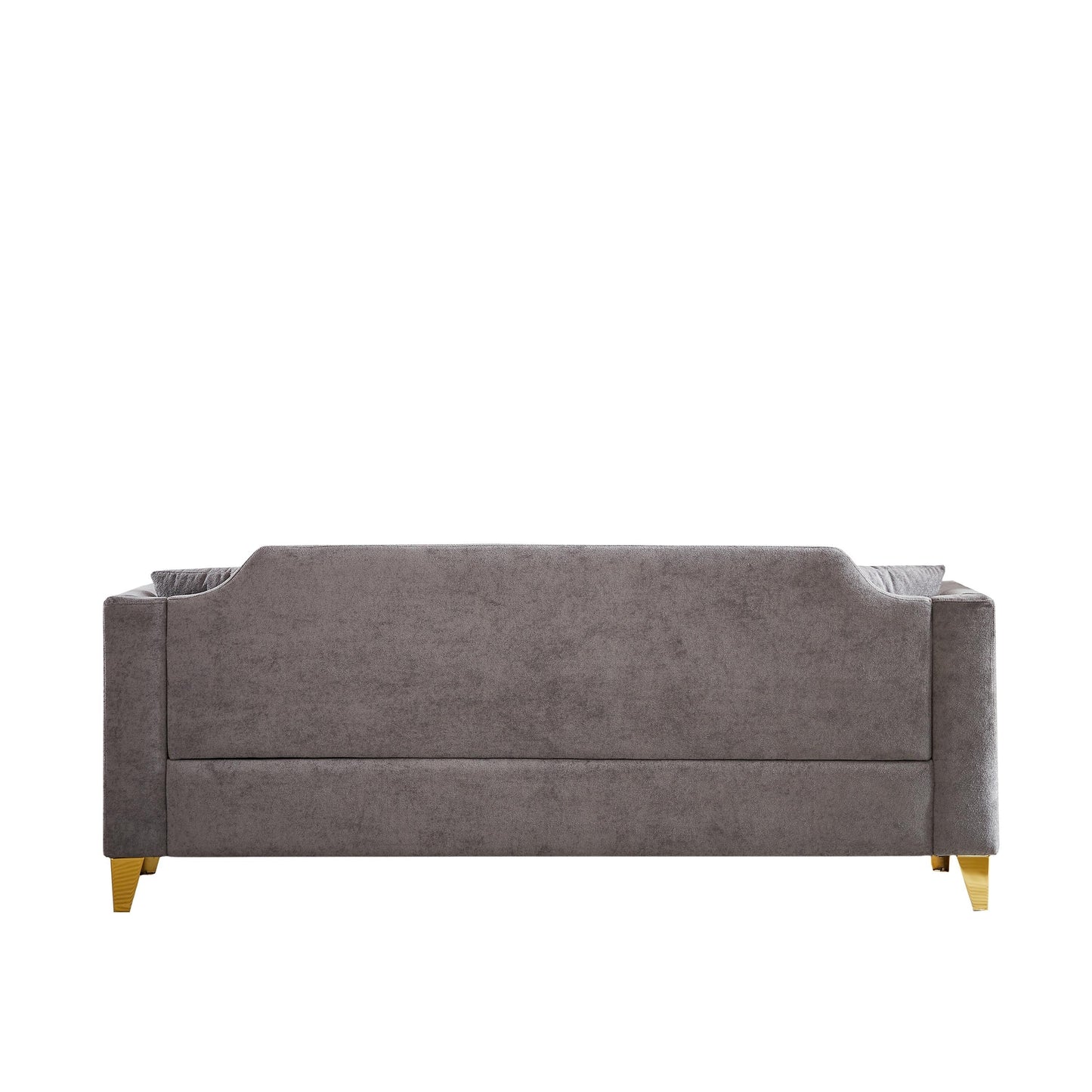 Grey Modern 61.5 Chenille 3-seater Buttons Tufted Sofa with Copper Nail Decoration Armrest and 2 Pillows for Living Room