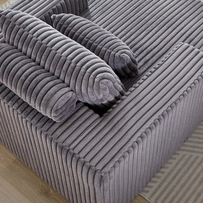 Grey Modern 62.5 Corduroy Sponge Sofa Lounge Chair with 2 Pillows for Living Room