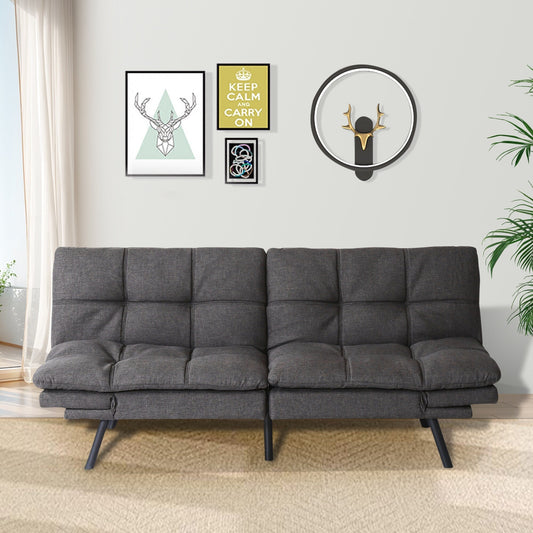 Grey Modern 71 Loveseat Convertible Sofa Bed with Adjustable Backrests and Adjustable Armrests for Living Room
