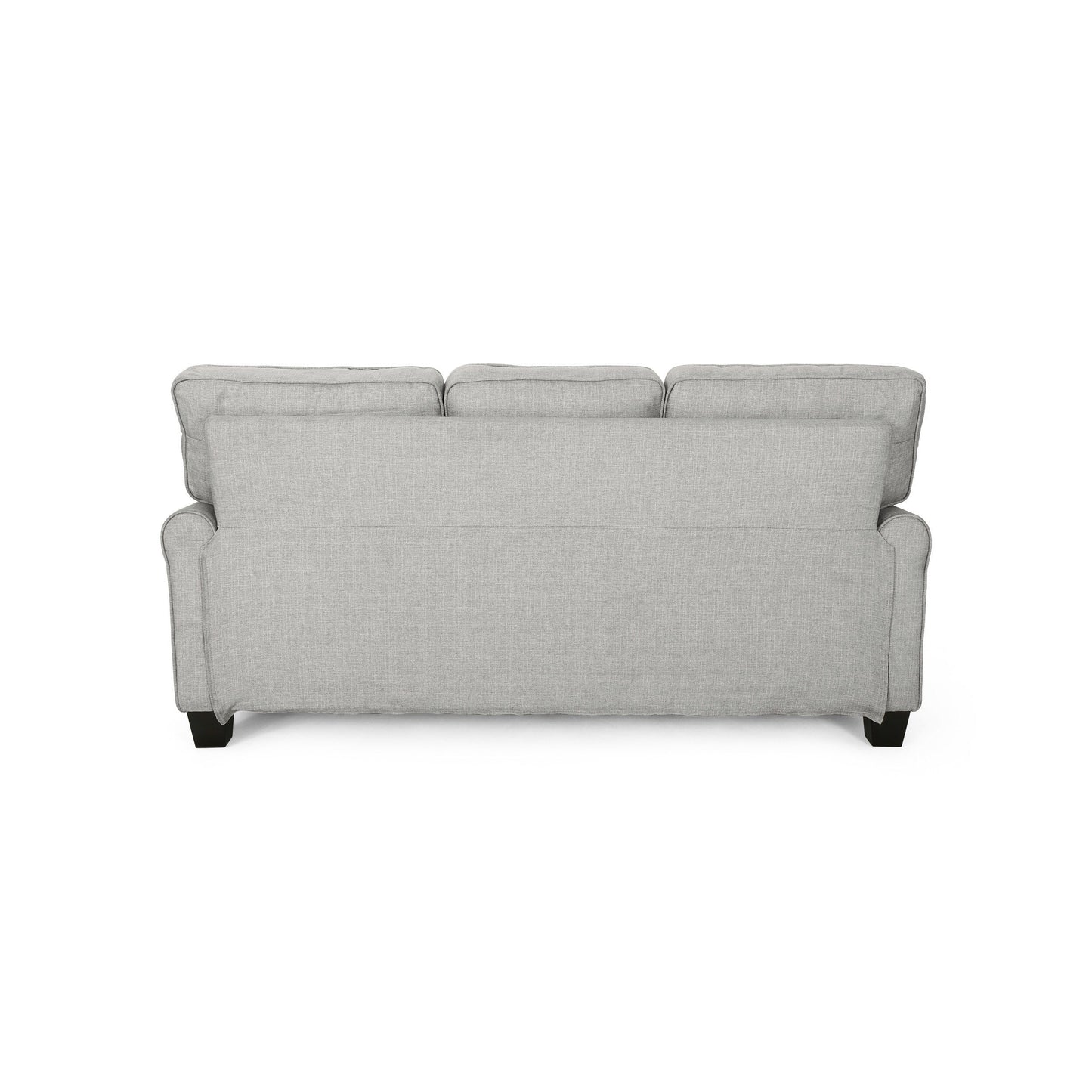 Grey Modern 75.5 3-seater Sofa with Overstuffed Cushions and Tapered Black Legs for Living Room