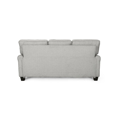 Grey Modern 75.5 3-seater Sofa with Overstuffed Cushions and Tapered Black Legs for Living Room