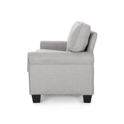 Grey Modern 75.5 3-seater Sofa with Overstuffed Cushions and Tapered Black Legs for Living Room