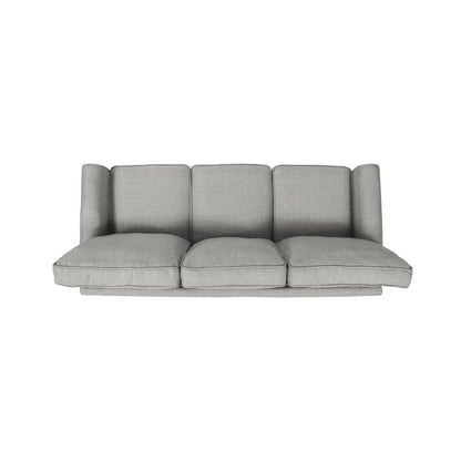 Grey Modern 75.5 3-seater Sofa with Overstuffed Cushions and Tapered Black Legs for Living Room