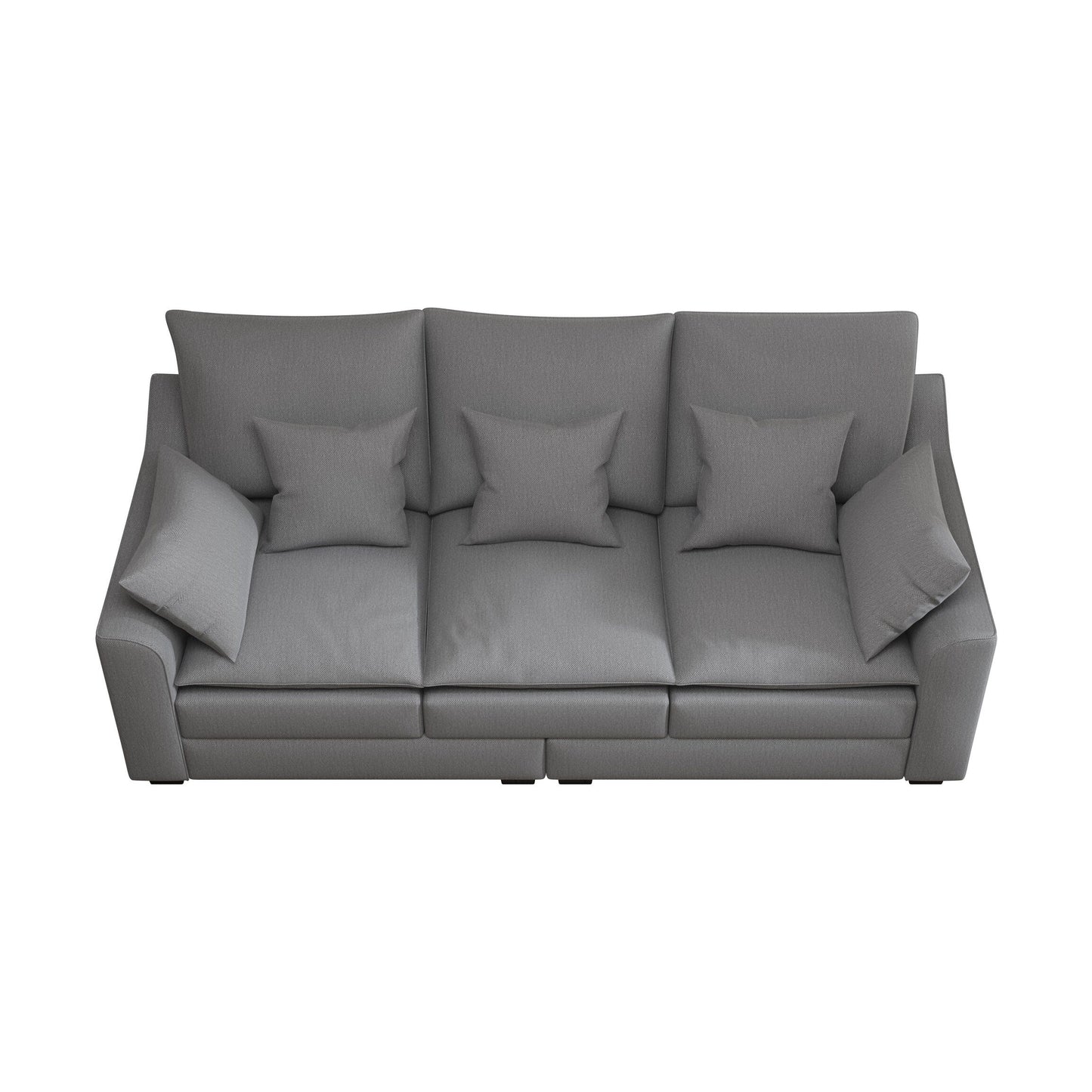 Grey Modern 78.7 Polyester 3-seater Sofa with Pillows and Solid Wood Legs for Living Room
