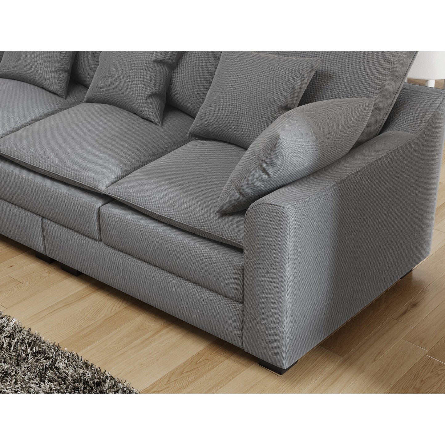 Grey Modern 78.7 Polyester 3-seater Sofa with Pillows and Solid Wood Legs for Living Room