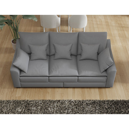Grey Modern 78.7 Polyester 3-seater Sofa with Pillows and Solid Wood Legs for Living Room