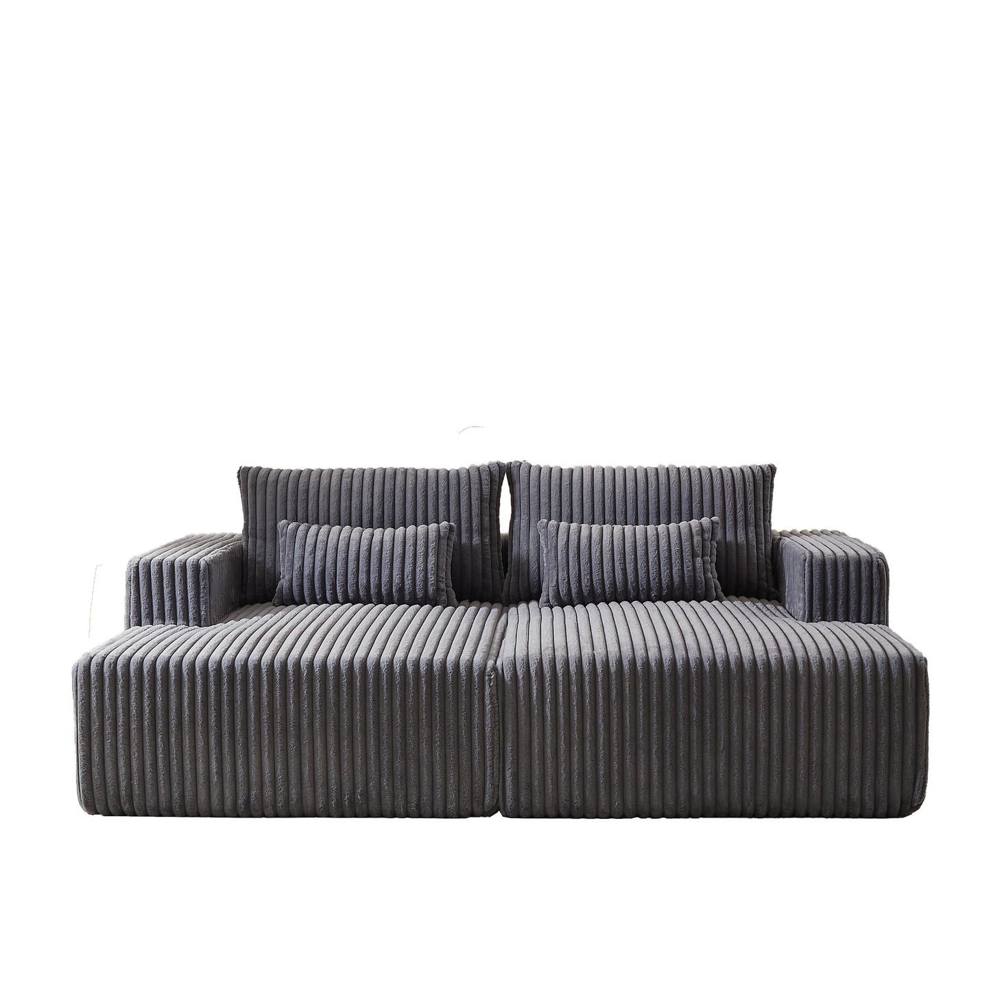 Grey Modern 87 Cloud Plush Loveseat Sectional Lounge Sleeper Chaise Sofa with Pillows for Living Room