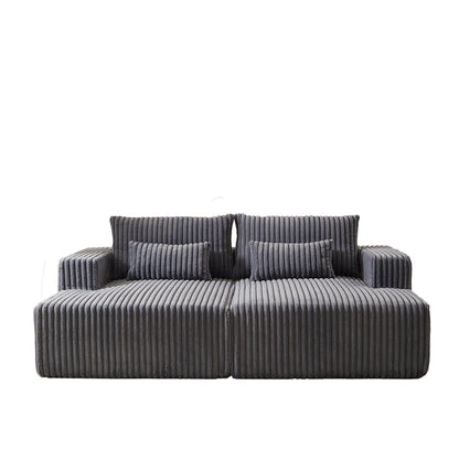Grey Modern 87 Cloud Plush Loveseat Sectional Lounge Sleeper Chaise Sofa with Pillows for Living Room