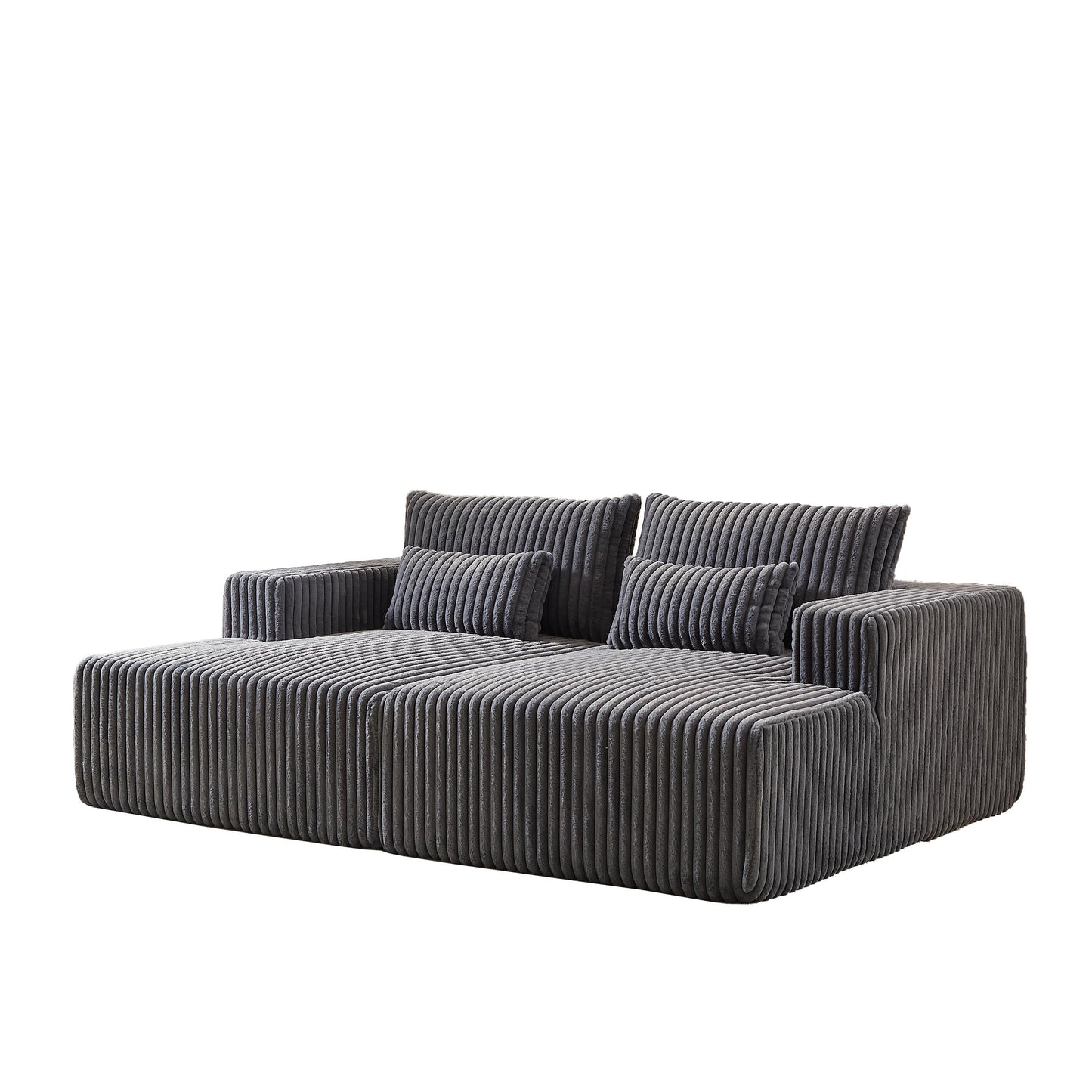 Grey Modern 87 Cloud Plush Loveseat Sectional Lounge Sleeper Chaise Sofa with Pillows for Living Room