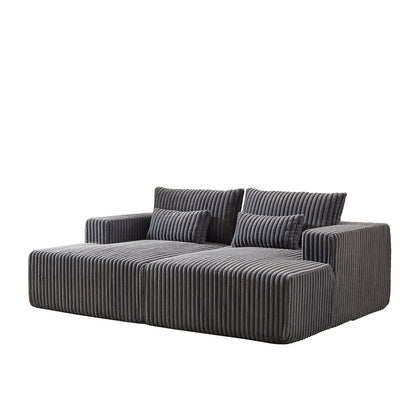 Grey Modern 87 Cloud Plush Loveseat Sectional Lounge Sleeper Chaise Sofa with Pillows for Living Room