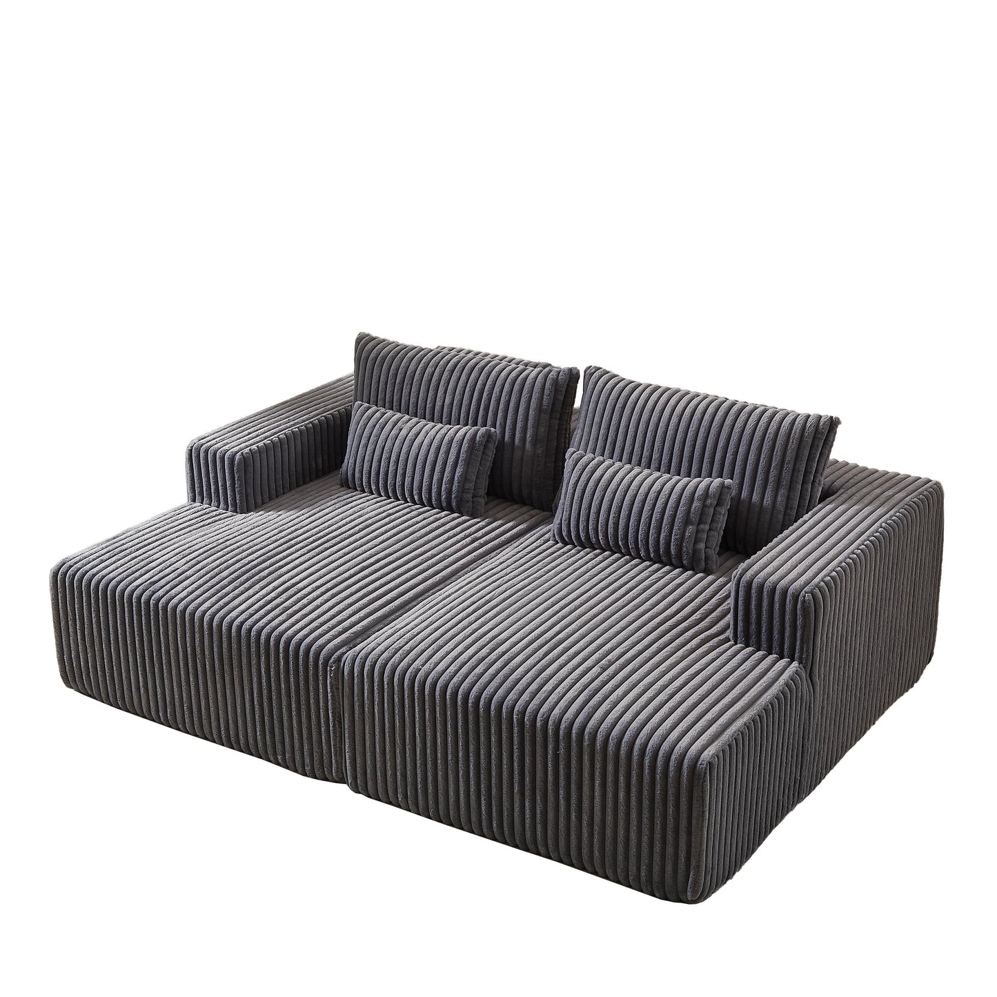 Grey Modern 87 Cloud Plush Loveseat Sectional Lounge Sleeper Chaise Sofa with Pillows for Living Room