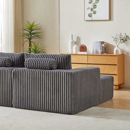 Grey Modern 87 Cloud Plush Loveseat Sectional Lounge Sleeper Chaise Sofa with Pillows for Living Room