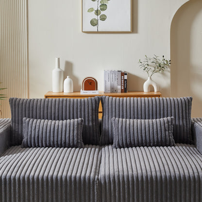 Grey Modern 87 Cloud Plush Loveseat Sectional Lounge Sleeper Chaise Sofa with Pillows for Living Room