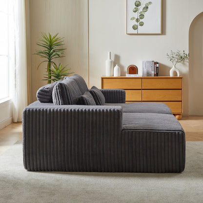 Grey Modern 87 Cloud Plush Loveseat Sectional Lounge Sleeper Chaise Sofa with Pillows for Living Room