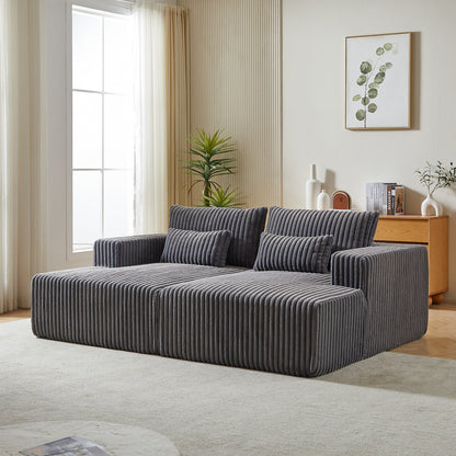Grey Modern 87 Cloud Plush Loveseat Sectional Lounge Sleeper Chaise Sofa with Pillows for Living Room