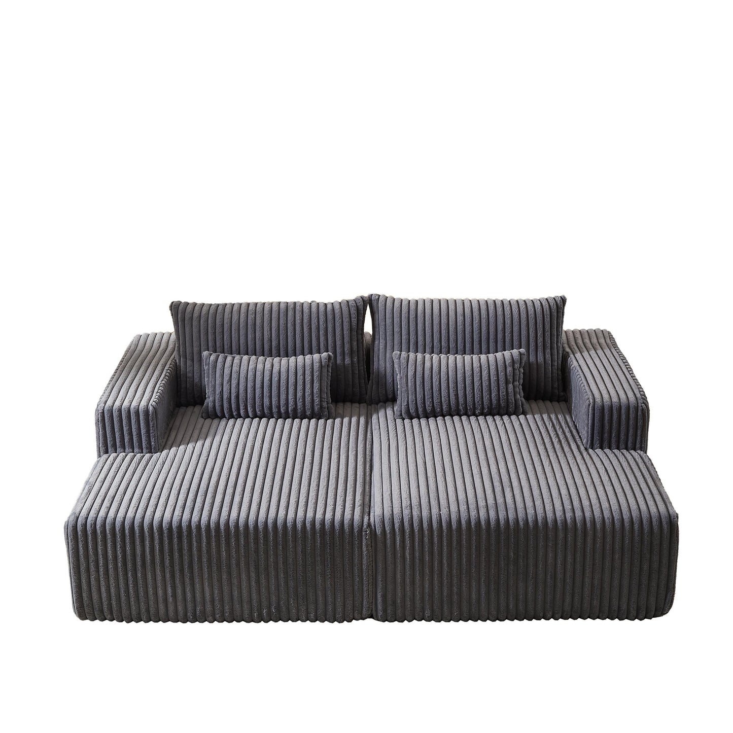 Grey Modern 87 Cloud Plush Loveseat Sectional Lounge Sleeper Chaise Sofa with Pillows for Living Room