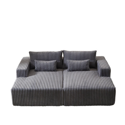 Grey Modern 87 Cloud Plush Loveseat Sectional Lounge Sleeper Chaise Sofa with Pillows for Living Room