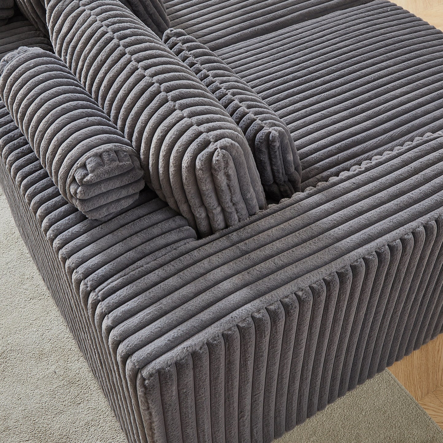 Grey Modern 87 Cloud Plush Loveseat Sectional Lounge Sleeper Chaise Sofa with Pillows for Living Room