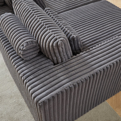 Grey Modern 87 Cloud Plush Loveseat Sectional Lounge Sleeper Chaise Sofa with Pillows for Living Room