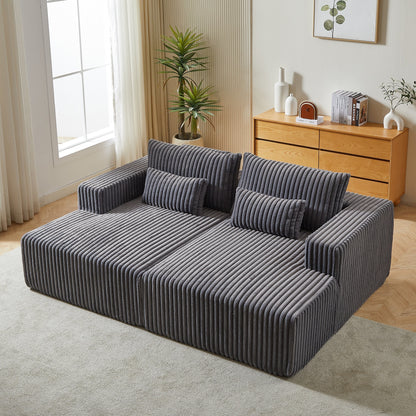 Grey Modern 87 Cloud Plush Loveseat Sectional Lounge Sleeper Chaise Sofa with Pillows for Living Room