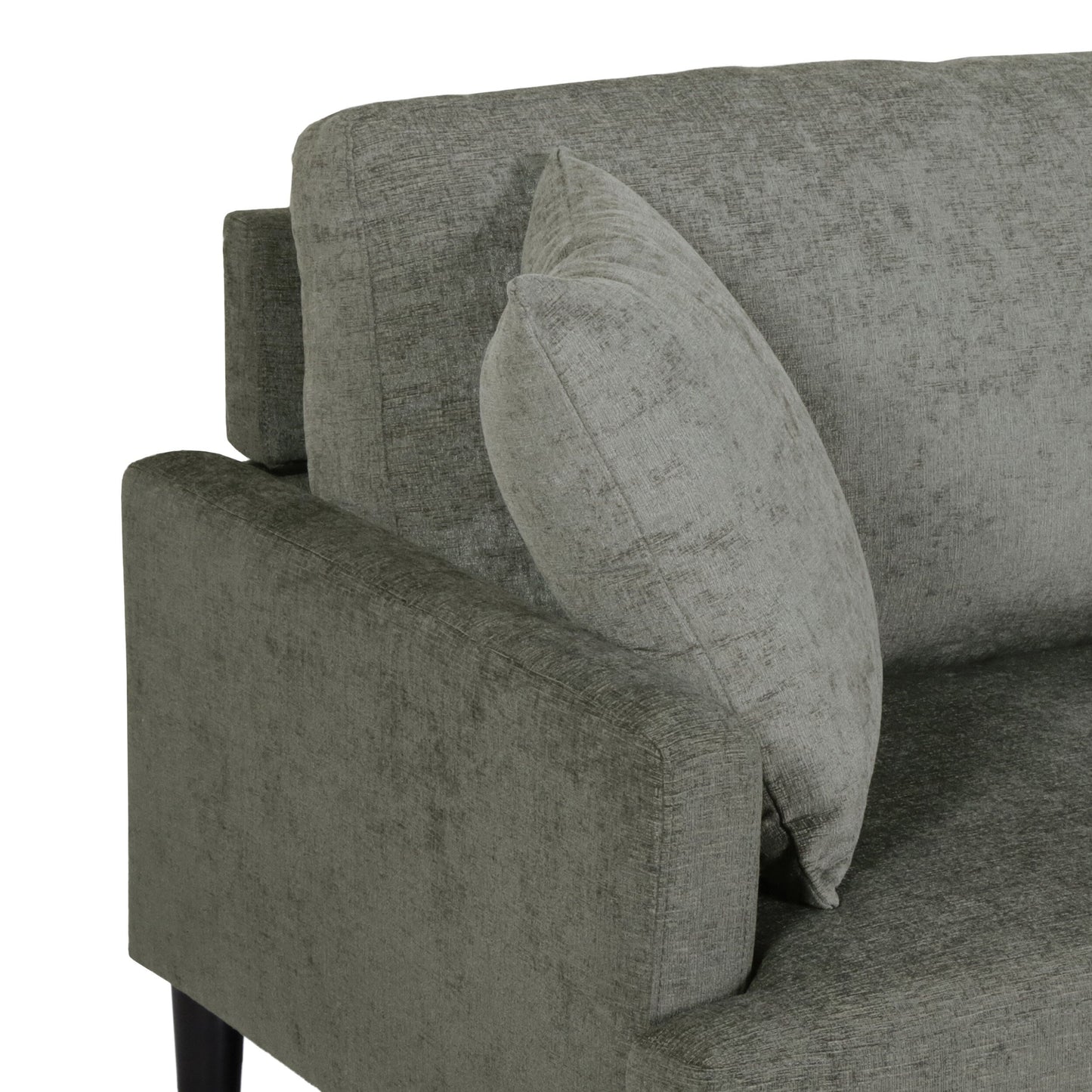 Grey Modern 96.25 Upholstered 3-seater Sofa with Wood Legs and Accent Pillows for Living Room