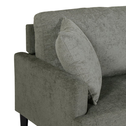 Grey Modern 96.25 Upholstered 3-seater Sofa with Wood Legs and Accent Pillows for Living Room