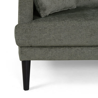 Grey Modern 96.25 Upholstered 3-seater Sofa with Wood Legs and Accent Pillows for Living Room