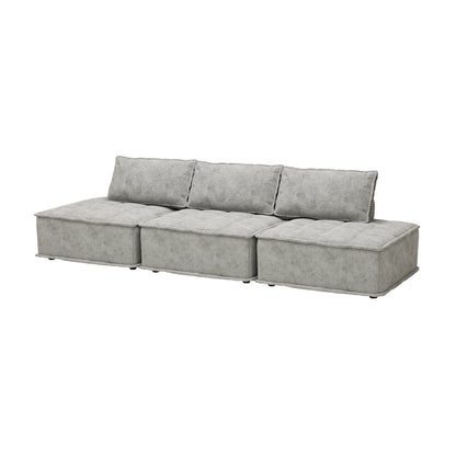 Grey Oversized 3-piece Chenille Modular Square Sofa Set with High-Density Foam Cushions, Free Combination