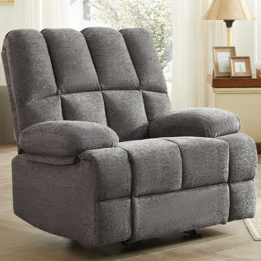 Grey Oversized Manual Rocking Recliner with 160Â° Recline