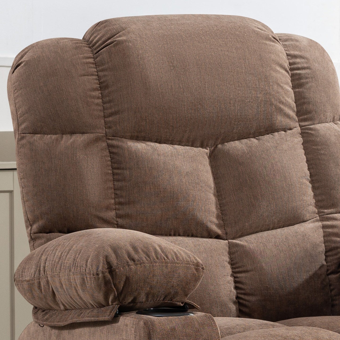 Grey Oversized Rocker Recliner with Heat & USB Charging