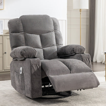 Grey Oversized Rocker Recliner with Heat & USB Charging