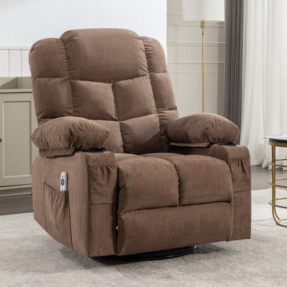 Grey Oversized Rocker Recliner with Massage, Heat, USB, and Cup Holders