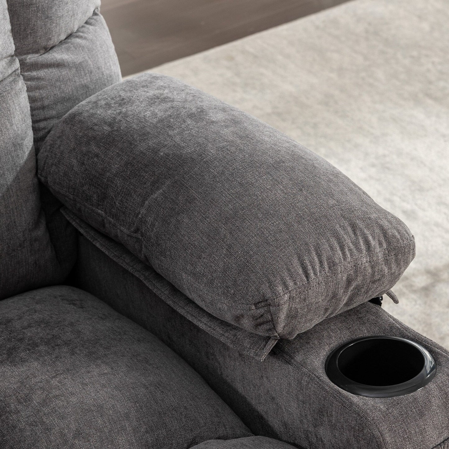 Grey Oversized Rocker Recliner with Massage, Heat, USB, and Cup Holders