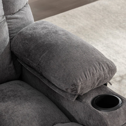 Grey Oversized Rocker Recliner with Massage, Heat, USB, and Cup Holders